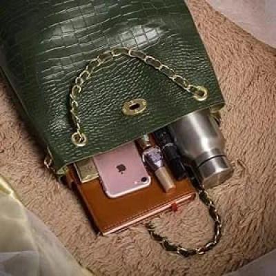 Shree Radhe Bag - Women's Faux Leather Hand Bag, Size - 30l x 8b x 29h cm, Olive Green