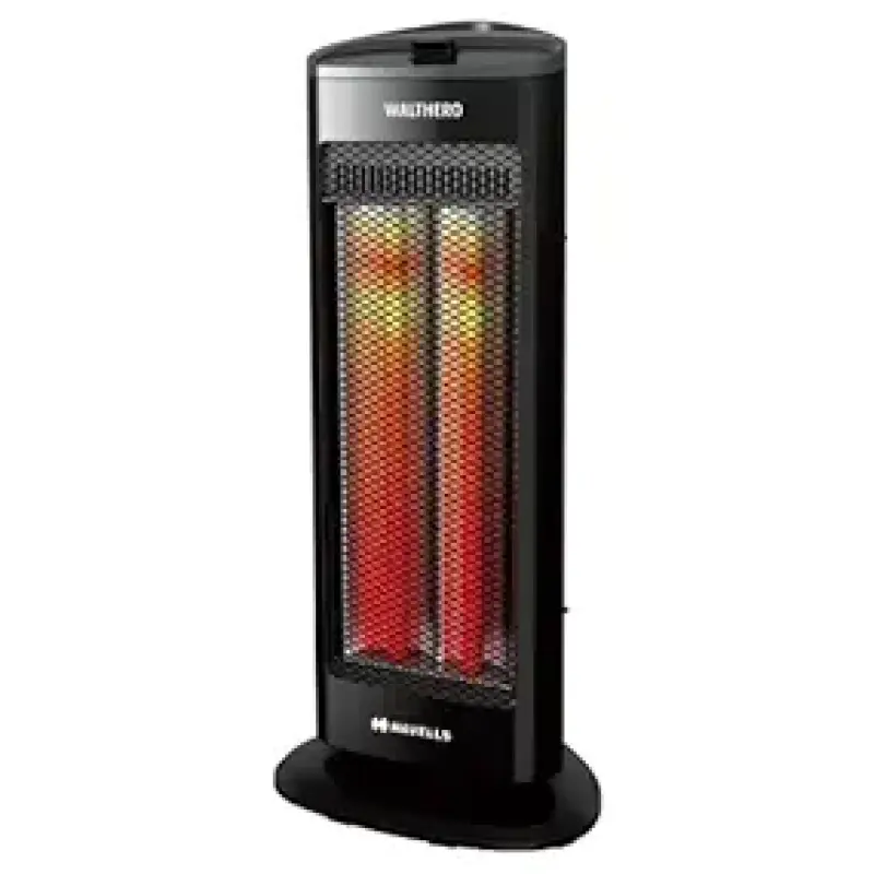 Havells Walthero 1000 Watt Room Heater with Two Carbon Heating Tubes| Tip Over Protection| Silent Operation| Anti Rust Protection| 2 years Manufacturer Warranty (Black)