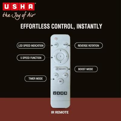 USHA AeroEdge Plus 1200mm BLDC Ceiling Fan with IR Remote | LED Indicator | BEE 5 Star Rated Energy Efficient | 100% Copper Motor | High Air Delivery 220CMM | 2 Year Warranty | (Brown)