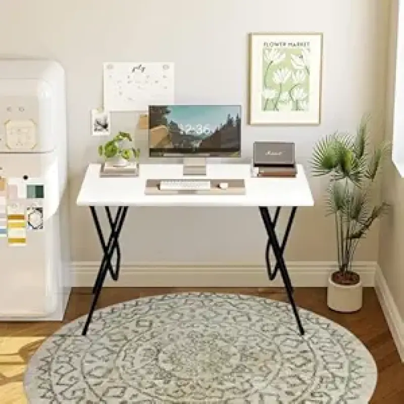 Torche Multipurpose Foldable & Portable Study Table, Computer Desk, Foldable for Office Work, Laptop Desk, 2 Seater Dining Table for Home and Office (Windsor-Pearl White), Wood