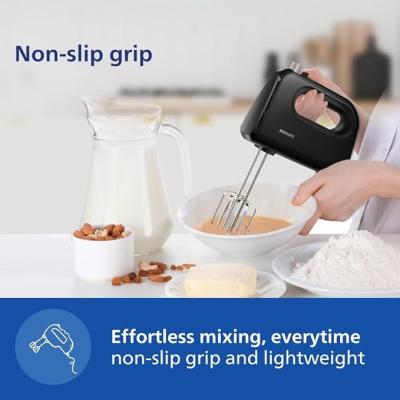 Philips HR3705/10 300 Watt Lightweight Hand Mixer, Blender with 5 speed control settings, stainless steel accessories and 2 years warranty(black color)
