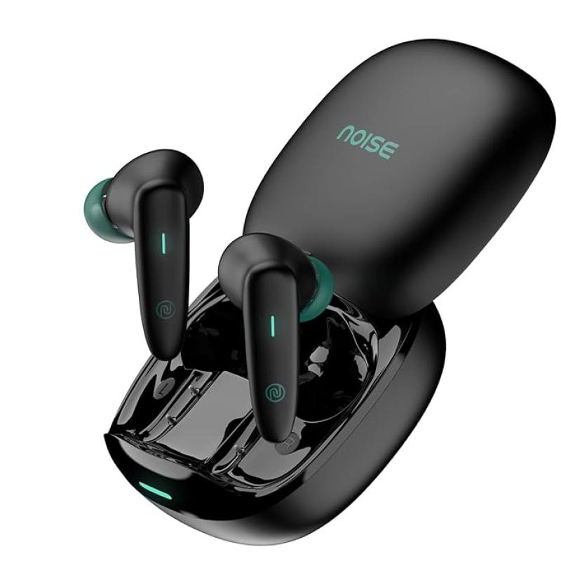 Noise Buds VS402 in Ear Truly Wireless Earbuds with 50H of Playtime, Low Latency, Quad Mic with ENC, Instacharge(10 Min=120 Min),10Mm Driver, BT V5.3, Breathing LED Lights (Neon Black)
