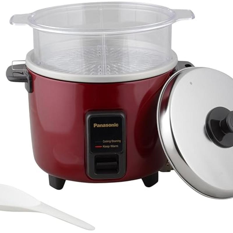 Panasonic Electric Automatic Cooker with Auto Switch Off| SR-WA10H-S | 450 Watts | Capacity 1.0 Litre With 600 Grams Raw Rice Cooking |Colour Burgundy