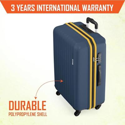 Safari Genius Alley Set of 3 (Cabin + Medium + Large) Trolley Bags Hard Case Polypropylene, 4 Wheels, 360 Degree Wheeling Luggage, Suitcase for Travel, Navy