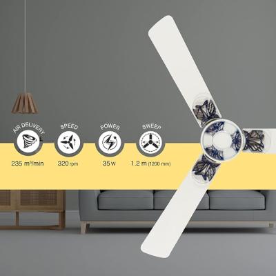 Usha Onio Kappa Beta 1200MM BLDC 5 Star Energy Efflicient, Dust & Oil Resistant Ceiling Fan (White)