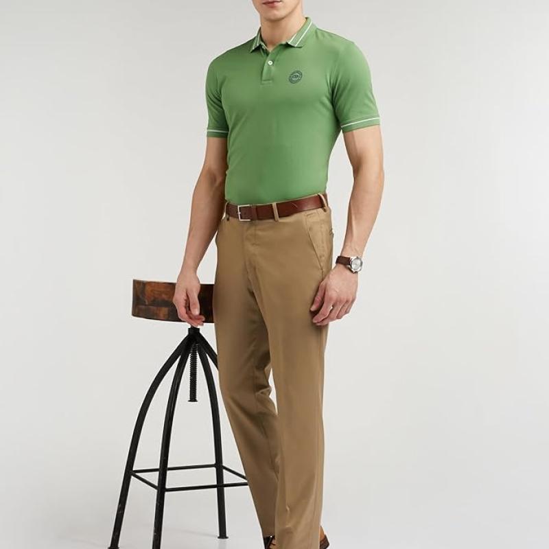 Peter England Men's Regular Fit Insignia Half Sleeve Polo T-Shirt | Cotton Rich | Premium Pique Weave