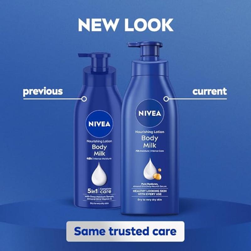 Nivea Body Lotion For Very Dry Skin, Nourishing Body Milk With 2X Almond Oil 72 H Moisturization, For Men & Women, 600 ml
