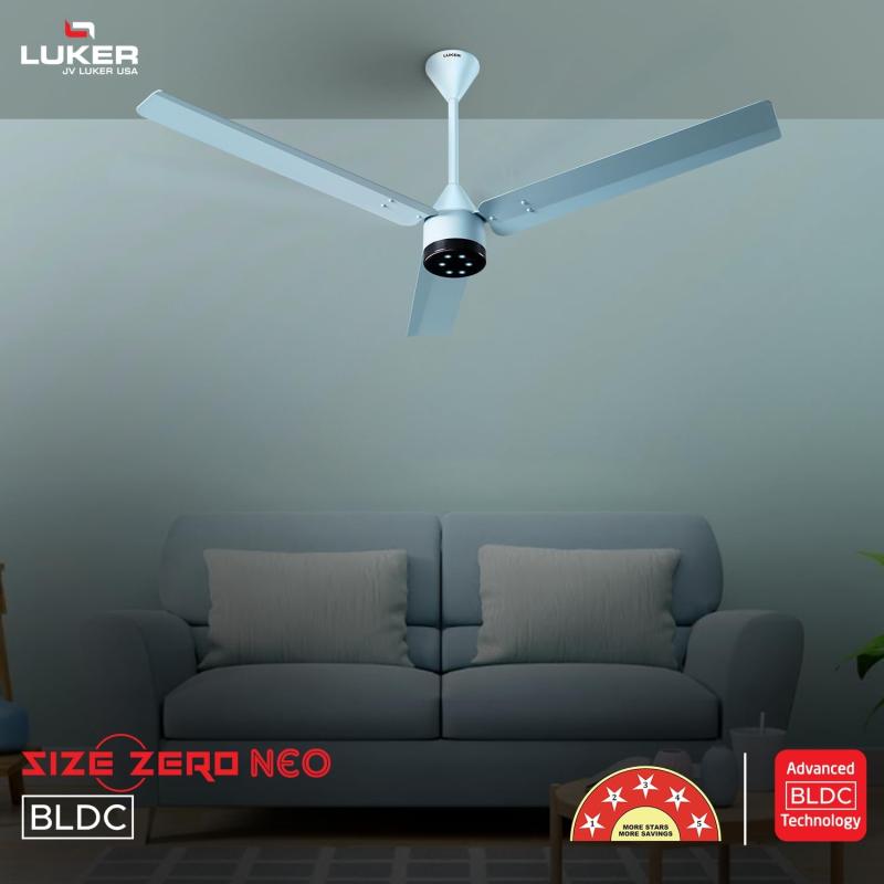 LUKER JVLuker USA Size Zero Neo 1200mm BLDC Ceiling Fans with Remote, BEE 5 star Rated Energy Saving Ceiling Fan for Living Room, High Air Delivery with LED Indicators, Pearl-Blue-Black