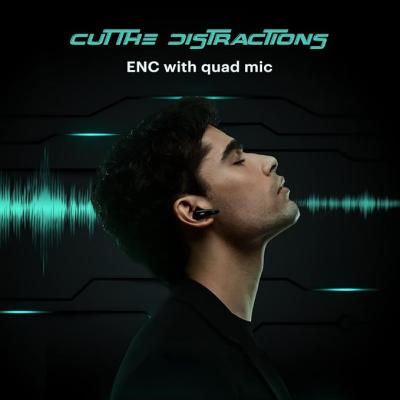 Noise Buds VS402 in Ear Truly Wireless Earbuds with 50H of Playtime, Low Latency, Quad Mic with ENC, Instacharge(10 Min=120 Min),10Mm Driver, BT V5.3, Breathing LED Lights (Neon Black)