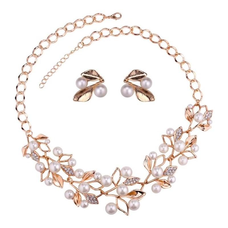 YouBella Gold Plated Pearl Choker Necklace Jewellery Set for Girls and Women