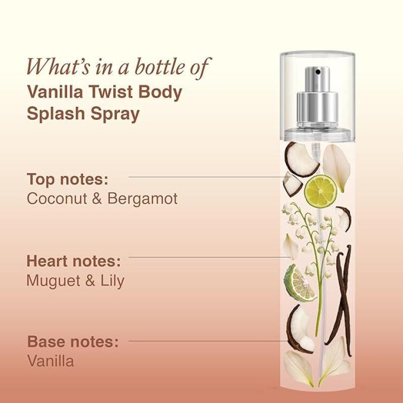 Layer'r Wottagirl Vanilla Twist Body Splash Premium Mist Spray Dreamy Vanilla & Coconut Scent 135ml