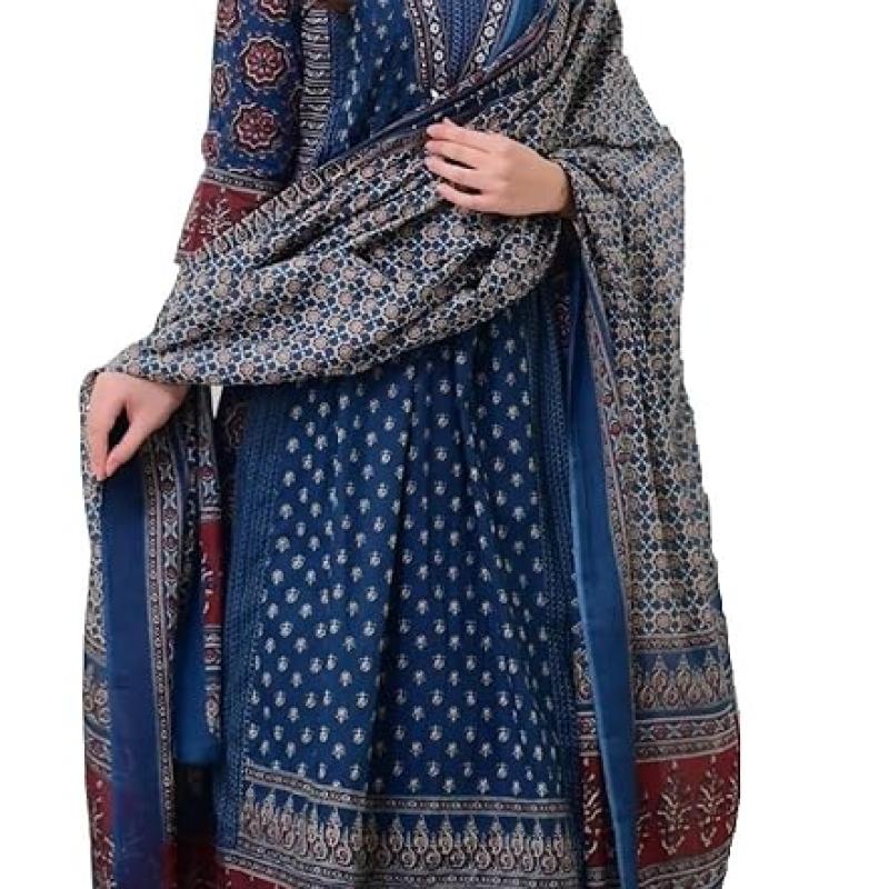 KLOSIA Women Printed Anarkali Kurta and Pant Set with Dupatta