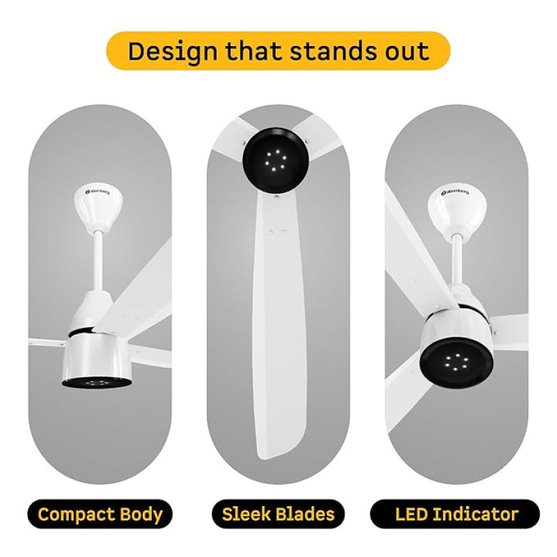 atomberg Renesa Enzel 1200mm BLDC Ceiling Fan with Remote Control | BEE 5 star Rated Energy Efficient Ceiling Fan | High Air Delivery with LED Indicators| 3 Year Warranty (Gloss White)