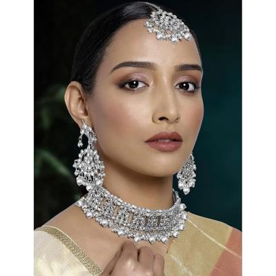 Peora Ethnic Indian Traditional Jewellery Kundan Choker Necklace Earring Maang Tikka Set Gift for Women Girls