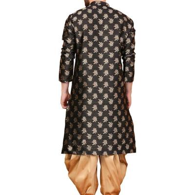 Over Crowd Men Ethnic Gold Leaves 100% pure Jacquard Kurta & Aladdin salwar special for Lohri & New Year, In Panjabi Style