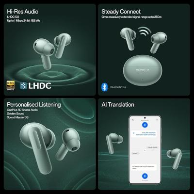 OnePlus Buds 4 TWS Earbuds with Upto 55dB Real-time ANC, Adaptive Mode, Dual Drivers and DACs, 3D Audio, Upto 45hrs Music Playback, Dual-Device connectivity, 47ms Low Latency, Storm Gray
