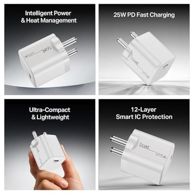 boAt 25W PD Fast Charger with PD & PPS | Auto Detect Charging | Compact Travel-Friendly Design | Rust-Free Pins | Smart IC Safety (Pearl White)