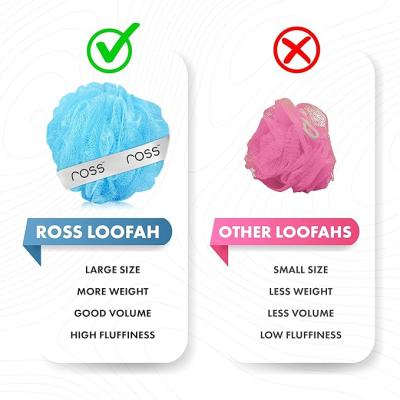 ross Large Bath Loofah Sponge Scrubber Exfoliator for High Lather Cleansing (Peach and Blue