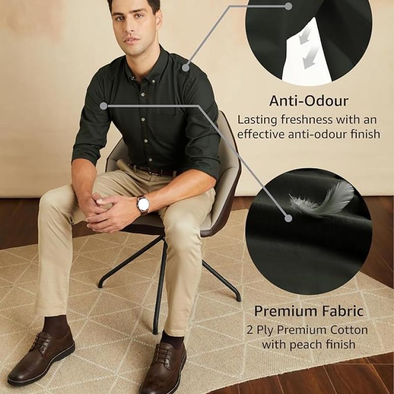 Symbol Premium Men's Stylish Solid All Day Fresh Buttondown Casual Shirt - Regular Fit | Plain | Full Sleeve | Cotton Semi Formal Wear (Available in Plus Size & Combo Pack)