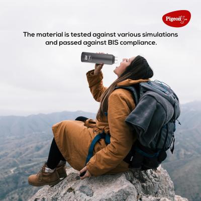 Pigeon Plastic, Stainless Steel Inox Hydra Duo, Dual Cap, Flipper And Fridge In One Bottle, Easy To Use, Multipurpose All In One Bottle 900Ml, Black