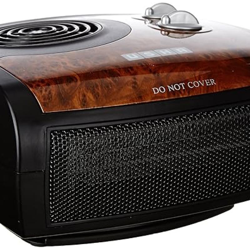USHA 1212 PTC with Adjustable Thermostat Fan Heater (Black/Brown, 1500-Watts).