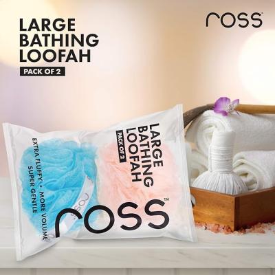 ross Large Bath Loofah Sponge Scrubber Exfoliator for High Lather Cleansing (Peach and Blue